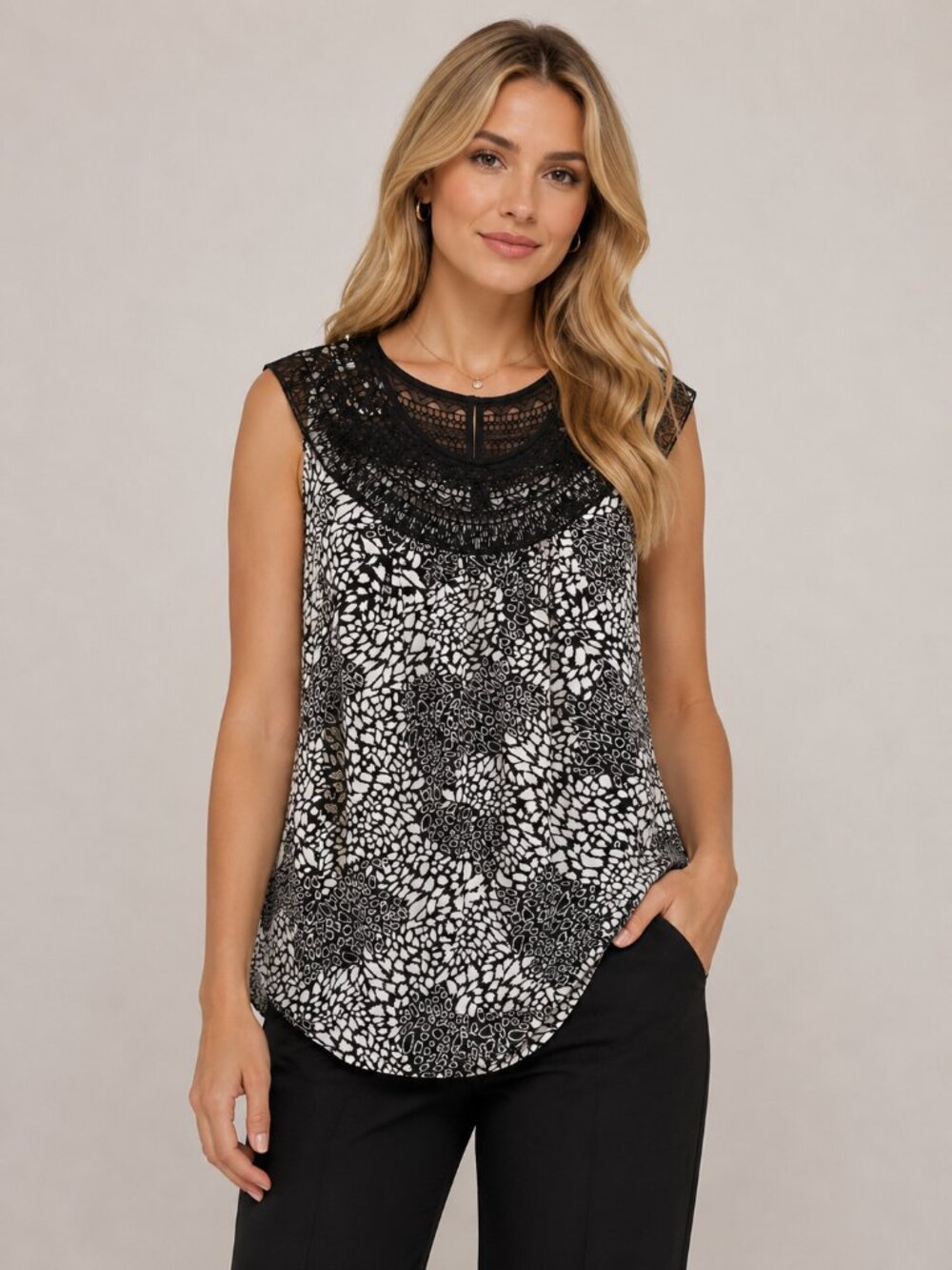 White House Black Market Sleeveless Beaded Top